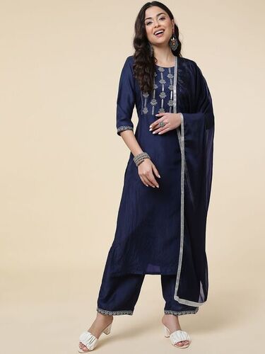 Kurta Plazzo Polyester With Dupatta Set