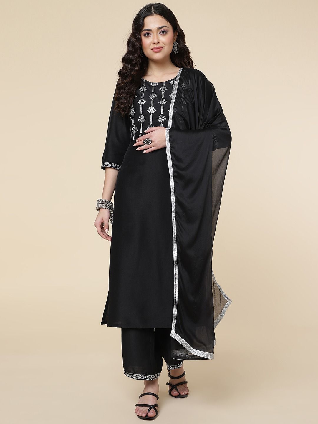 Kurta Plazzo Polyester With Dupatta Set