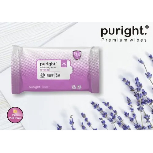 Puright 25 Pulls Wet Wipes With Lavender Fragrance