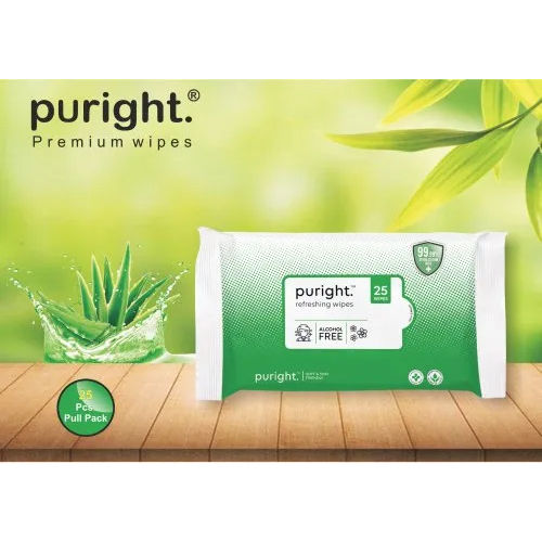 Puright 25 Pulls Wet Wipes With Aelo Vera  Cucumber Fragrance Age Group: Suitable For All Ages