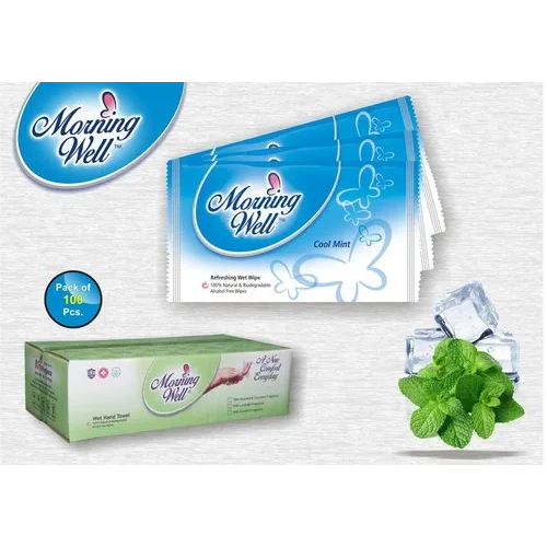 Morning Well Single Wet Wipes With Cool Mint Fragrance