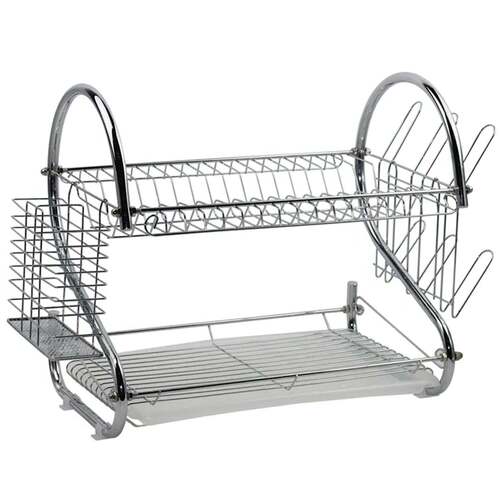 Dish Drainer Two Layer Dish Drying Rack With Drain Board