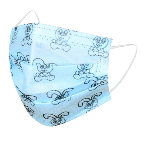 Kids Blue Printed Face Mask