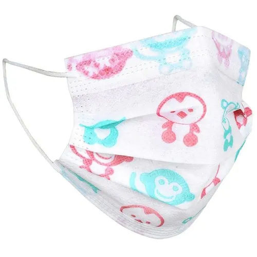 Kids White Printed Face Mask Age Group: Suitable For All Ages