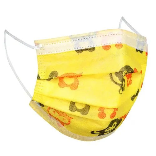 Kids Yellow Printed Face Mask Age Group: Children