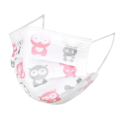 Kids White Printed Face Mask