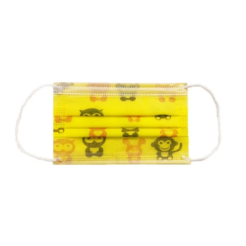 Kids Yellow Printed Face Mask