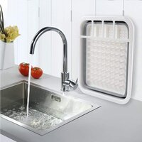 COLLAPSIBLE FOLDING SILICONE DISH DRYING DRAINER RACK WITH SPOON FORK KNIFE STORAGE HOLDER