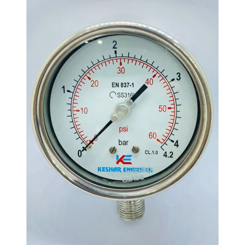 Silver 100Mm Ss Pressure Gauge