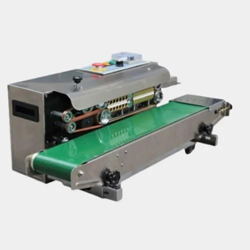 Horizontal Continuous Band Sealing Machine - 220V, Semi-Automatic, Green & Gray | New, 1000W Power, Ideal for Industrial Applications