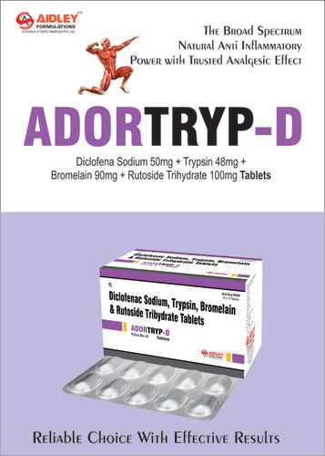 Tablet Trypsin 48mg + Bromelain 90mg + Rutoside Trihydrate 100mg  + Diclofenac Sodium 50mg