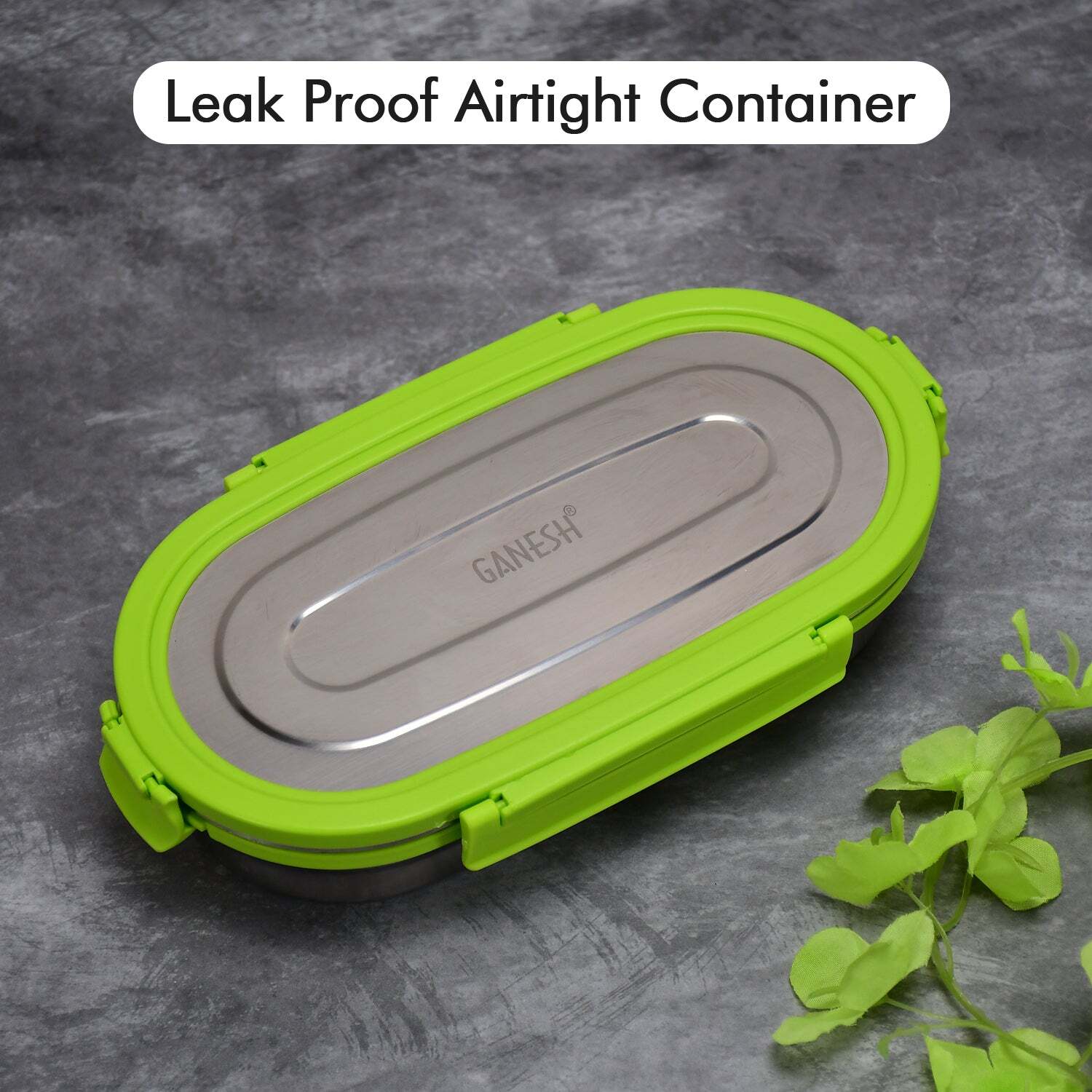 Ganesh Solo Oval 650 Stainless Steel Leak Proof Airtight Lunch Pack For Office And School Use