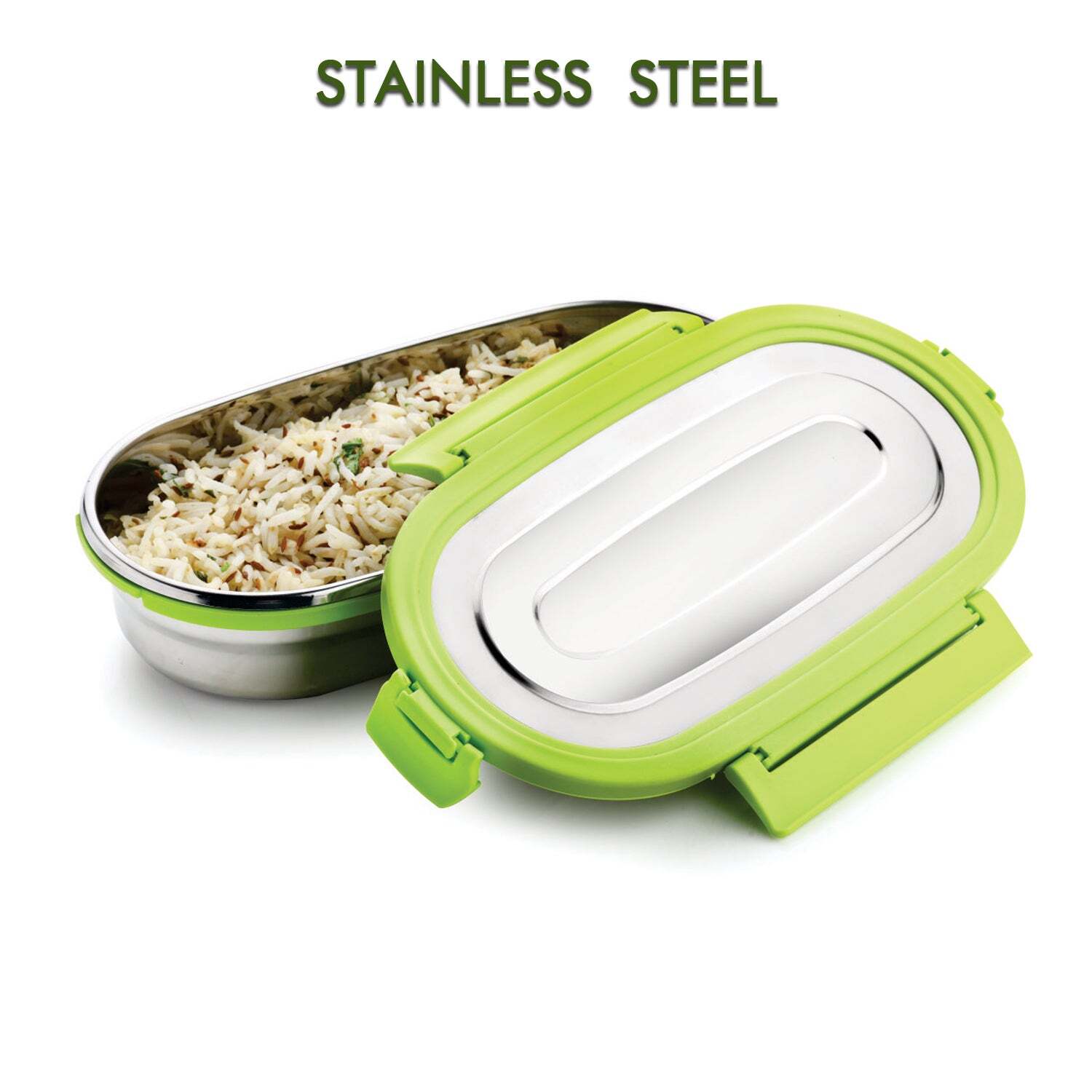 Ganesh Solo Oval 650 Stainless Steel Leak Proof Airtight Lunch Pack For Office And School Use