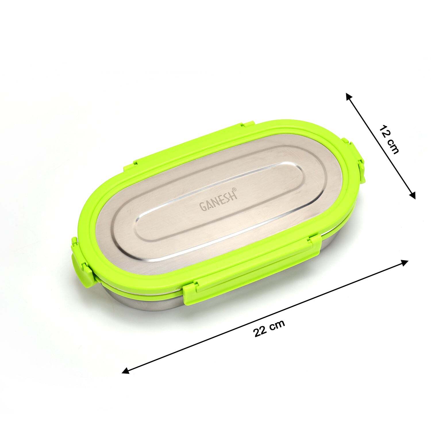 Ganesh Solo Oval 650 Stainless Steel Leak Proof Airtight Lunch Pack For Office And School Use