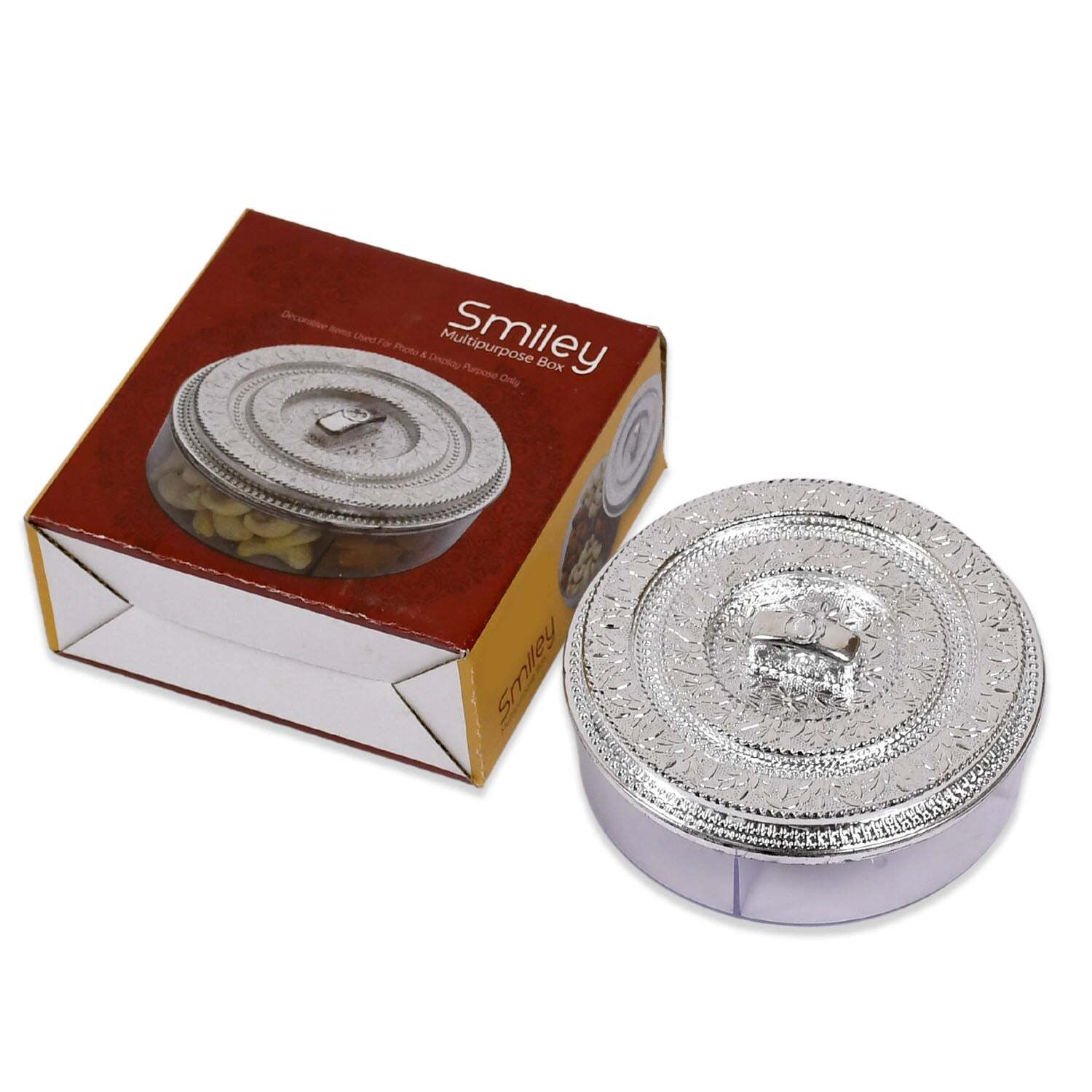 ROUND SMILEY MULTI PURPOSE 4 COMPARTMENT BOX FOR HOME AND KITCHEN USE (5268)