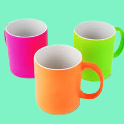 SUBLIMATION NEON MUG - Ceramic Material | Round Shape, Multi Colour Enamel Finishing, 6mm Thickness, Includes Other Frame Type
