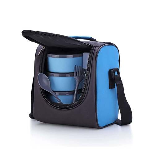 ALL IN ONE LUNCH BOX WITH FABRIC BAG FOR OFFICE AND SCHOOL USE (5106)