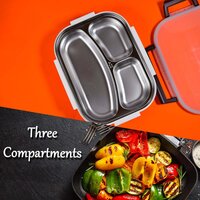 WHITE TRANSPARENT LUNCH BOX FOR KIDS AND ADULTS STAINLESS STEEL LUNCH BOX WITH 3 COMPARTMENTS (2980)