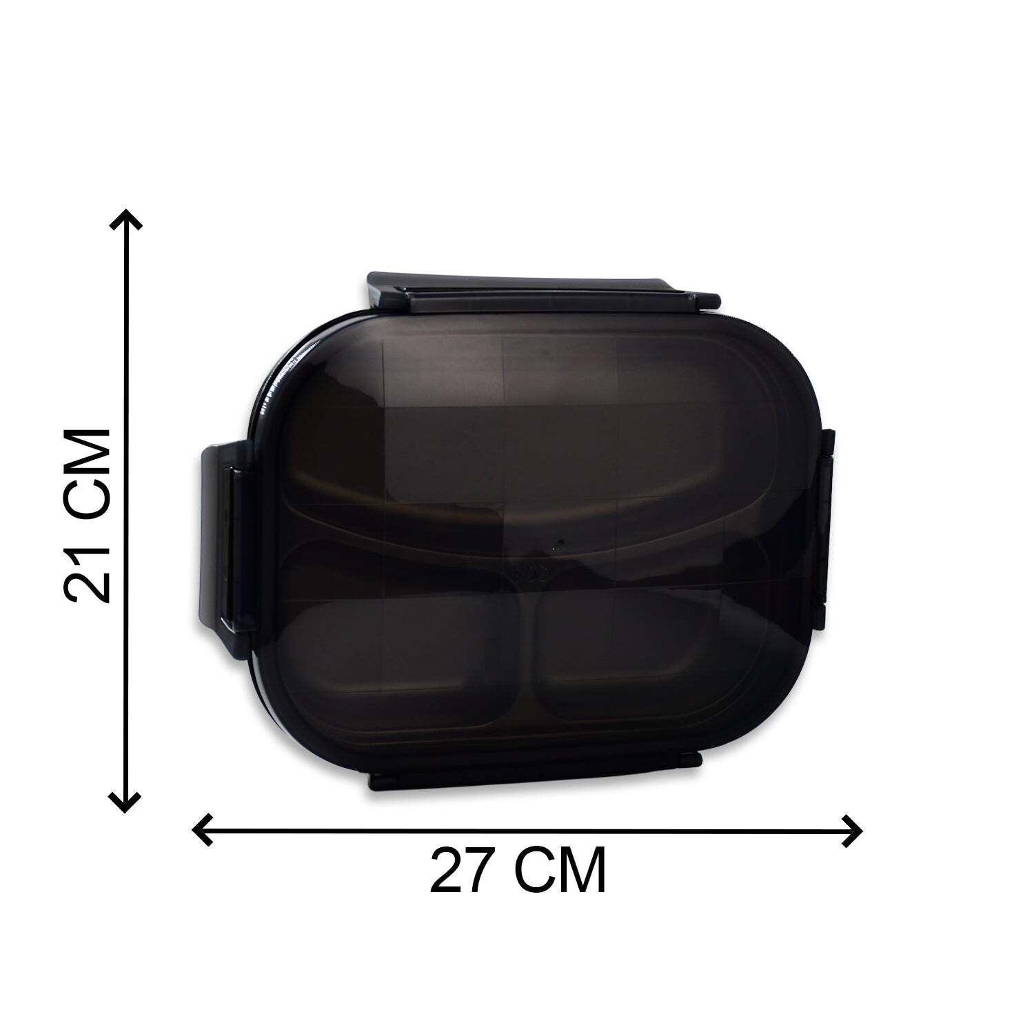 BLACK TRANSPARENT LUNCH BOX FOR KIDS AND ADULTS STAINLESS STEEL LUNCH BOX WITH 3 COMPARTMENTS (2976)