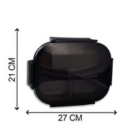 BLACK TRANSPARENT LUNCH BOX FOR KIDS AND ADULTS STAINLESS STEEL LUNCH BOX WITH 3 COMPARTMENTS (2976)