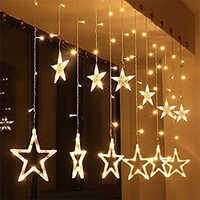 LED String Lights Star Curtain Lights 12 Stars 138 LEDs - 138 Energy-Efficient LED Bulbs, Star-Shaped Design for Beautiful Decoration