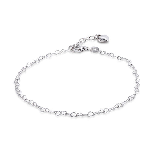 Dangling Heart Charm Silver Anklet