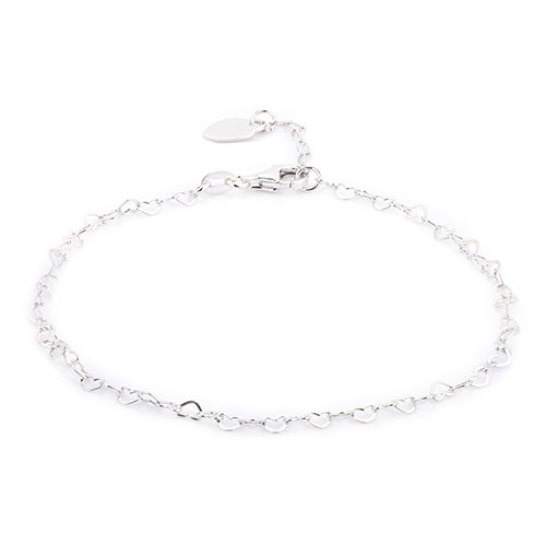 Interlinked Open Heart Silver Anklet