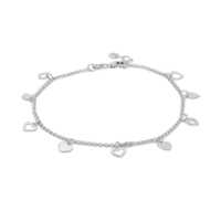 Dangling Open And Close Heart Charm Silver Anklet