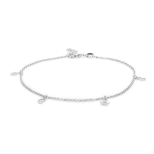 Open Star And Moon Anklet