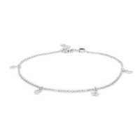 Open Star And Moon Silver Anklet