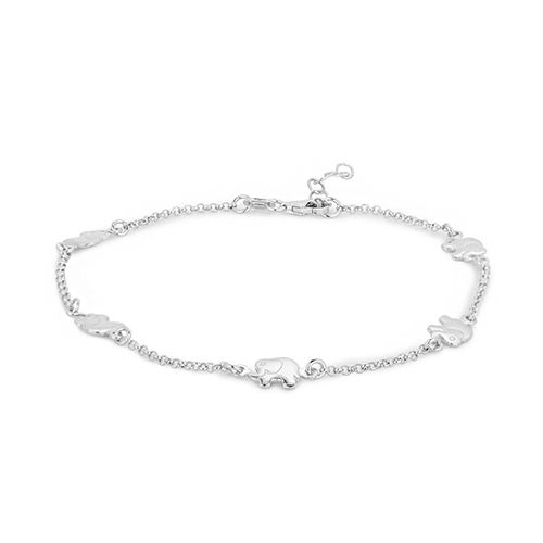 Lucky Elephant Charm Silver Anklet Size: Customized