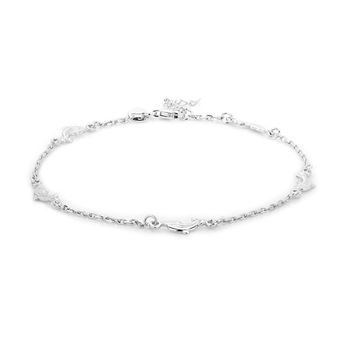Playful Dolphin Silver Anklet