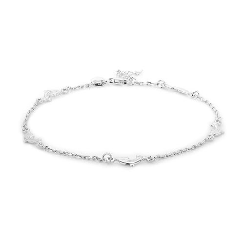 Playful Dolphin Silver Anklet