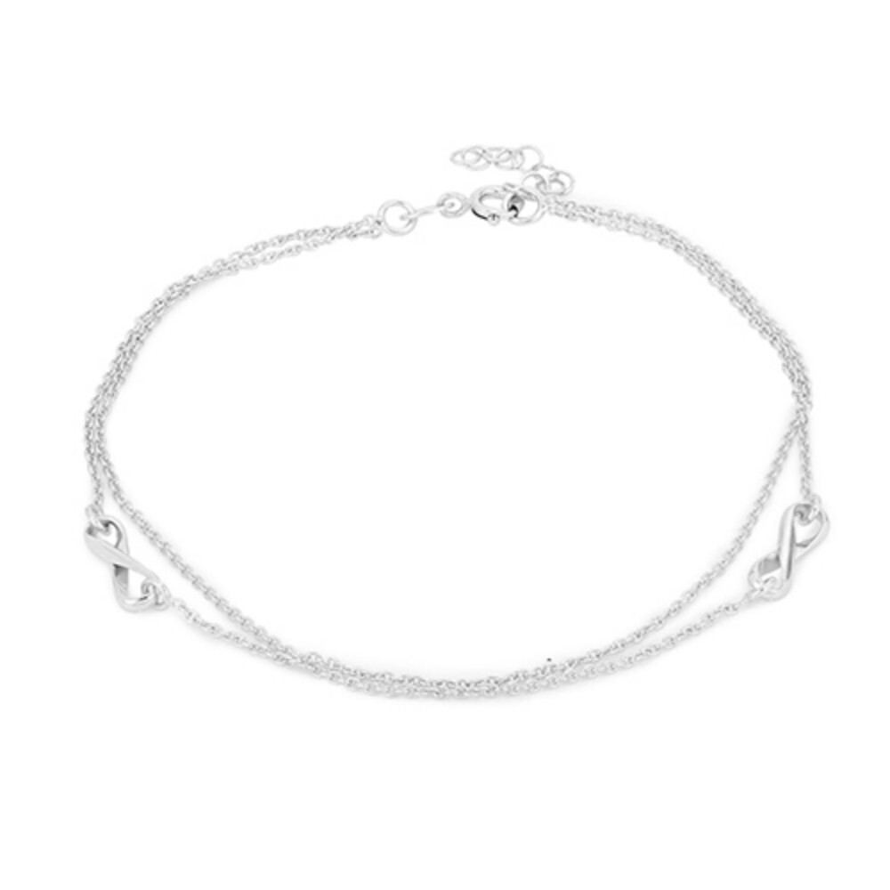 Double Layered Chain Silver Anklet