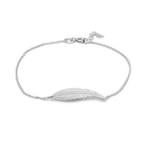 Feather Charm Silver Anklet