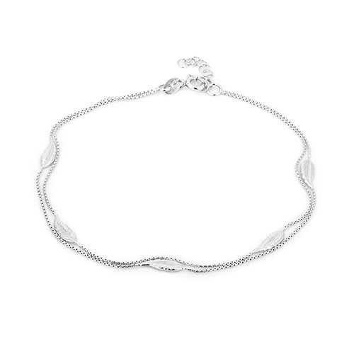 Double Layered Feather Silver Anklet