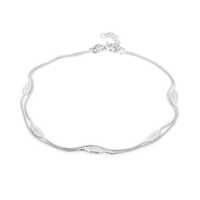 Double Layered Feather Silver Anklet