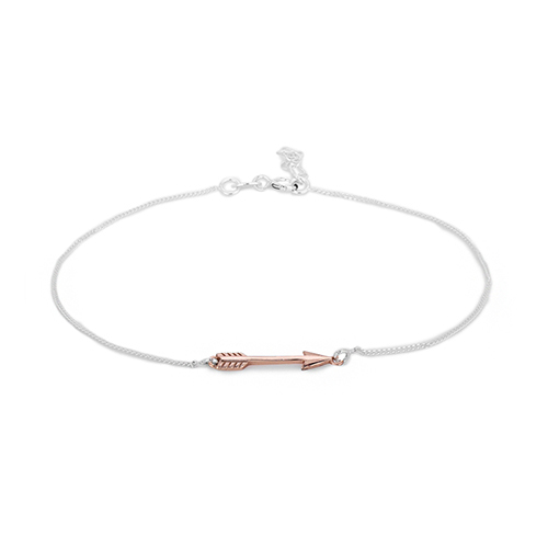 Arrow Charm Anklet With Rose Gold Plating