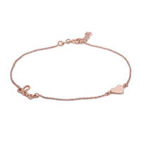 Love And Heart Charm Silver Anklet