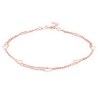 Double Layered Open Heart Charm Silver Anklet