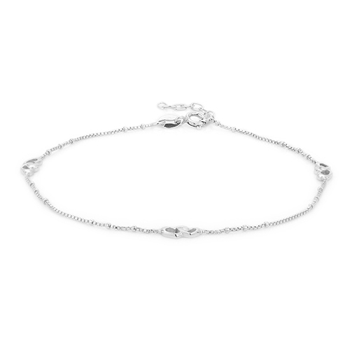 Multi Open Interlinked Couple Heart Anklet