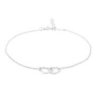 Interlinked Open Couple Heart Silver  Anklet