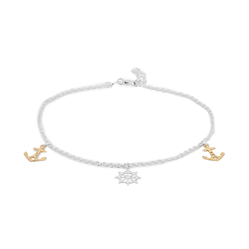 Nautical Theme Silver Anklet