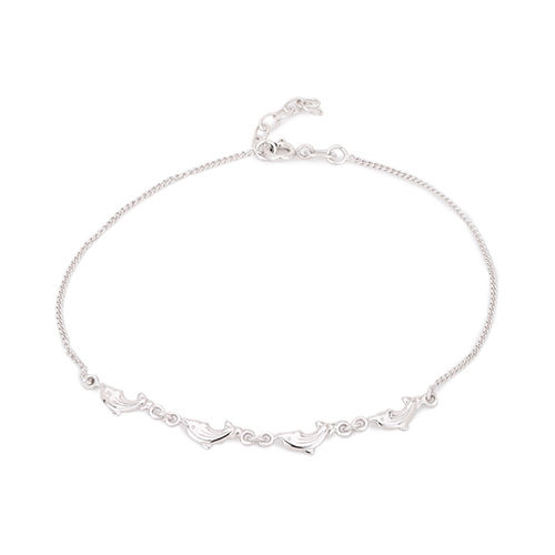 Designer Playful Dolphin Silver Anklet