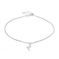 Dangling Flamingo Silver Anklet