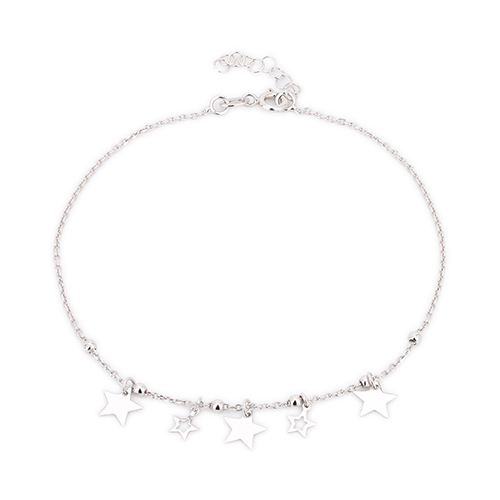 Big And Small Multi-Star Silver Anklet