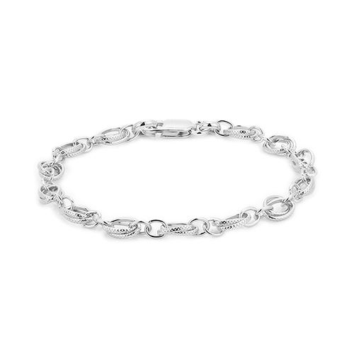 Modern Hand Made Link Chain Silver Bracelet