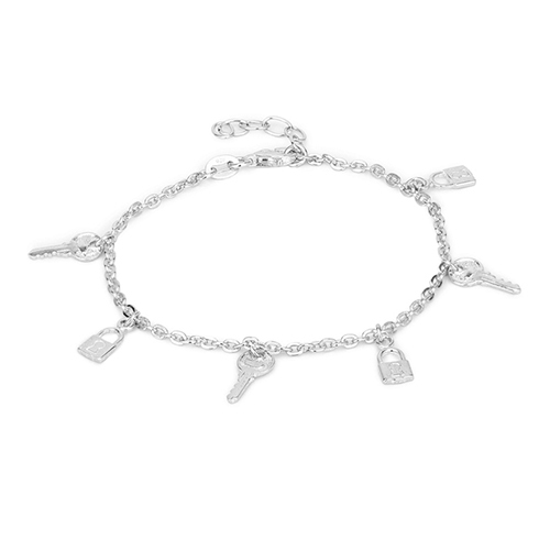 Dangling Lock And Key Charm Bracelet