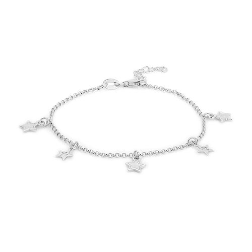 Modern Open And Close Hanging Star Silver Bracelet