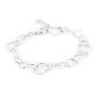 Open Small And Big Hearts Silver Bracelet